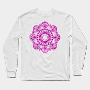 Flower Mandala (magenta on white) Long Sleeve T-Shirt